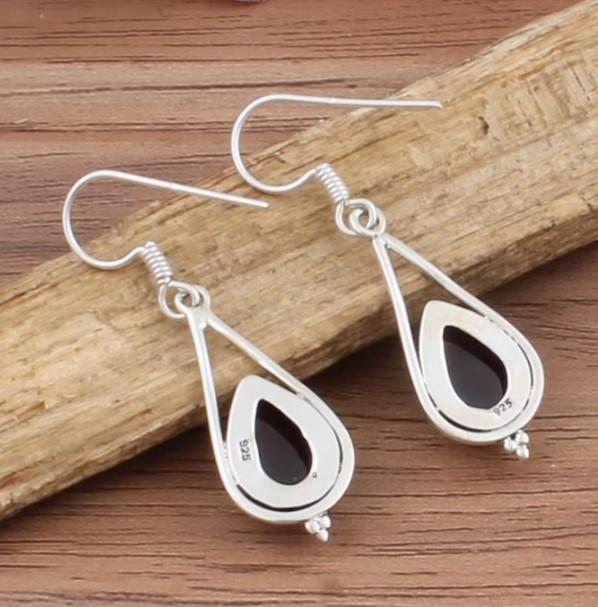 Garnet  Gemstone Hook Earring, 925 Sterling Silver, January Birthstone Earring, Handmade Jewelry, Gift For Christmas, New Year Gift,