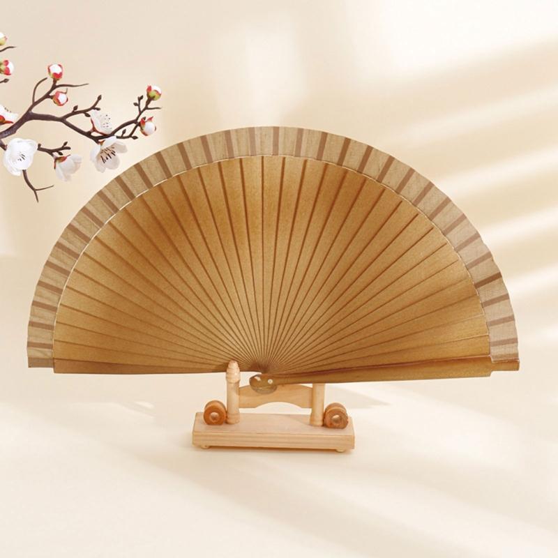 Traditional Wooden Hand Fan Classical Vintage Spanish Solid Color Folding Fan