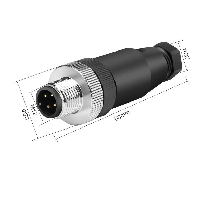 Waterproof 4 Pin 5pin 8pin M12 Power Aviation Connector Screw Threaded Panel Mount Male Plug Female Socket LED Lighting IP67
