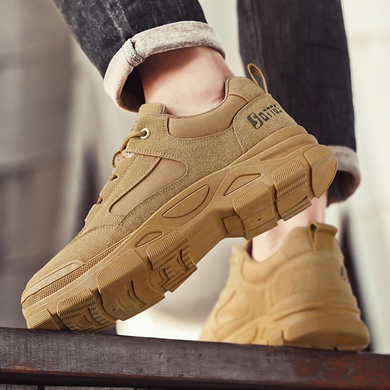 New Men's Work Shoes High Quality Frosted Leather Sneakers Mens Outdoor Breathable Wear-resistant Casual Shoes 