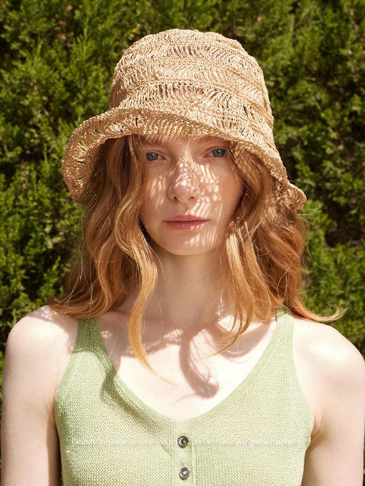 USPOP Women’s Foldable Straw Bucket Hat Summer Sun Hat with Shapeable Brim Breathable Hollow Out Crochet Beach Hat