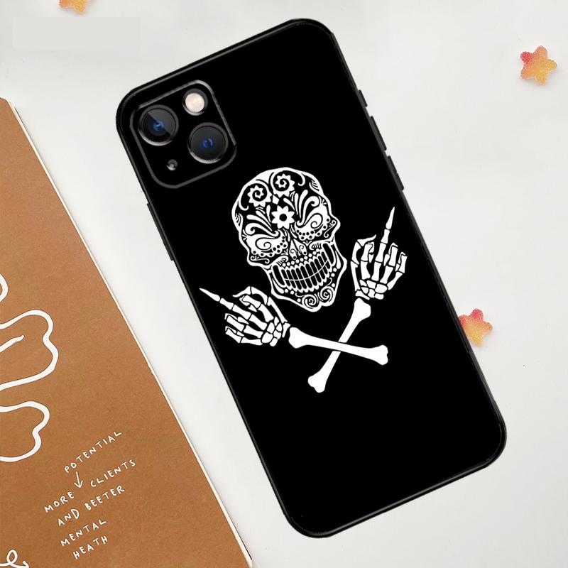 Middle Finger Skeleton Skull Bone Case For Apple iPhone 16 15 14 12 11 13 Pro Max Mini XR 15 16 Plus 16e Protective Cover