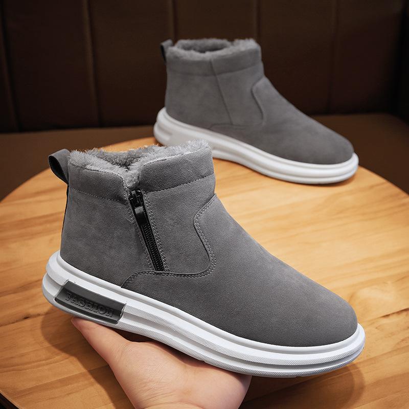 

Мужские зимние сапоги, бархатные теплые, для Северо-Востока, на толстой подошве, с кожаным верхом, теплые, морозостойкие, сноубутсы, обувь-хлебцы 44