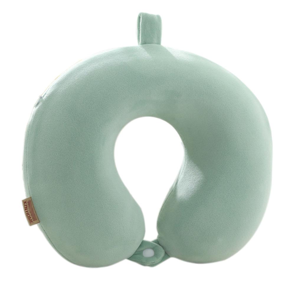U-Shaped Travel Neck Pillow with Embroidered Logo - Solid Color Memory Foam Design