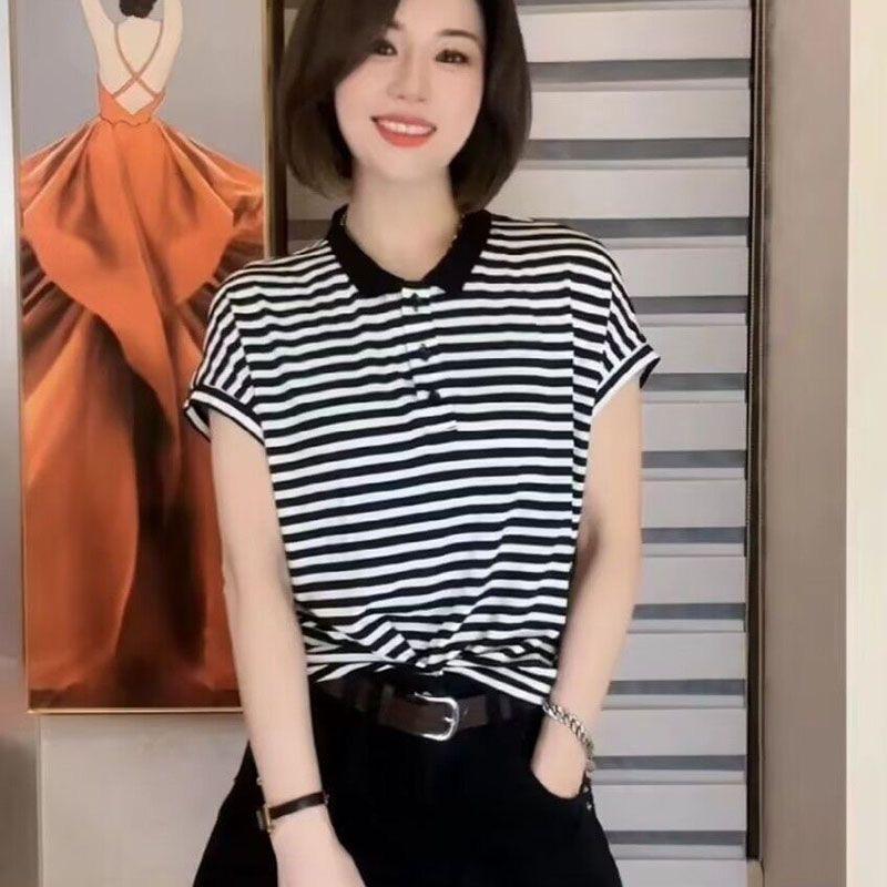 

Футболка Mom Lapel с короткими рукавами для женщин, летняя, новая, поло, для спорта и отдыха, для среднего возраста, большой размер 5XL