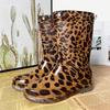 Dámské dešťové boty s africkým leopardím potiskem, středně vysoké holínky, vodní boty, dámské dešťové boty