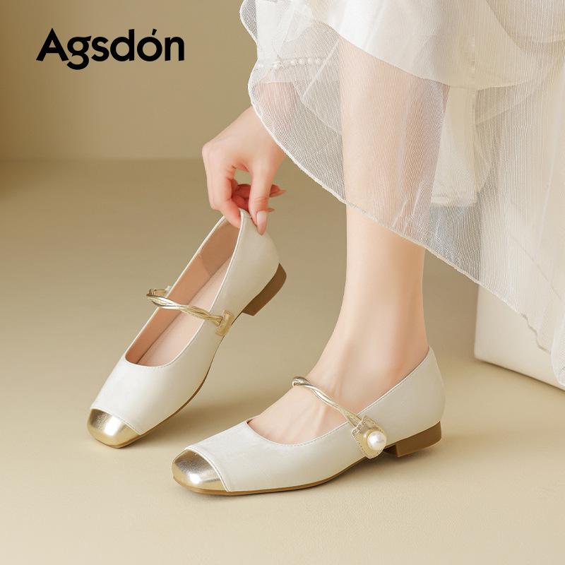 Augusden Women's 2025 Mary Jane Summer Shoes: Beautiful, Skirt-Friendly, Shallow Mouth, Leather Commuting Flats