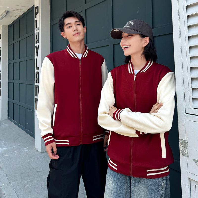 

Unisex Color Block Zip-Up Baseball Jacket for Spring & Autumn 3XL