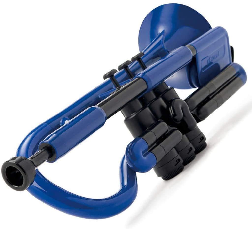 pInstruments pCornet PCORNET1B Blue Plastic Wind Instrument, Bb Key, Made of Lightweight and Durable ABS with Bio-Coated Antibacterial Coating [Includ