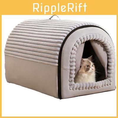 Soft Pet Cabin With Door Flap For Dogs And Winter Warmth Protection