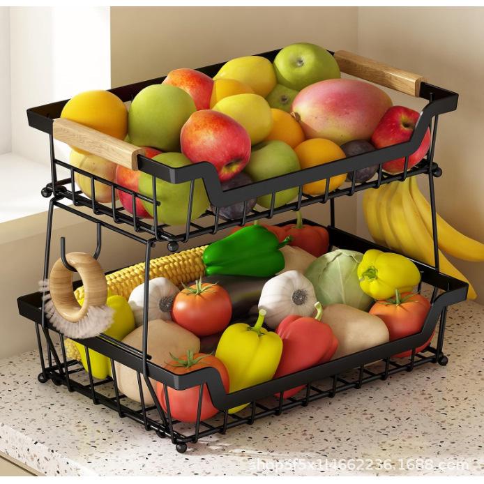Removable Multi-Layer Fruit and Snack Storage Rack for Kitchen and Living Room Countertop