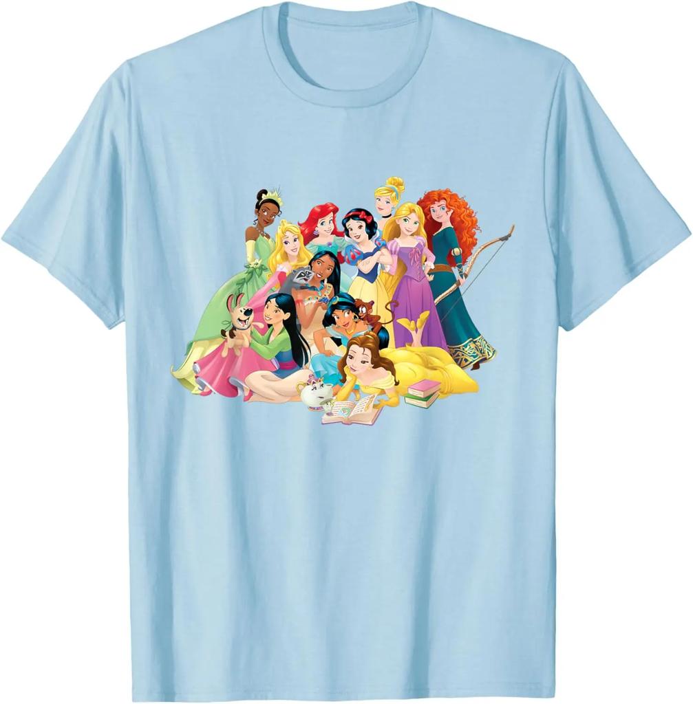 Hot Fashion Casual Disney Princess Group Photo Long Sleeve T-Shirt S-4XL Four Seasons
