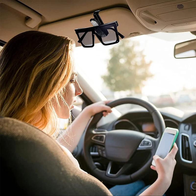 Car Diamond Glasses Holders Sun Visor Sunglasses Eyeglasses Stand With Ticket Card Clip Auto Interior Decoration Accessories