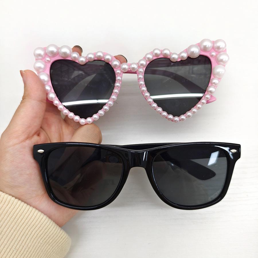 2PCS Pearl Decoration Love Large Frame Y2K retro Style Prom Wedding Party Couple Sunglasses Combination for Men and Women