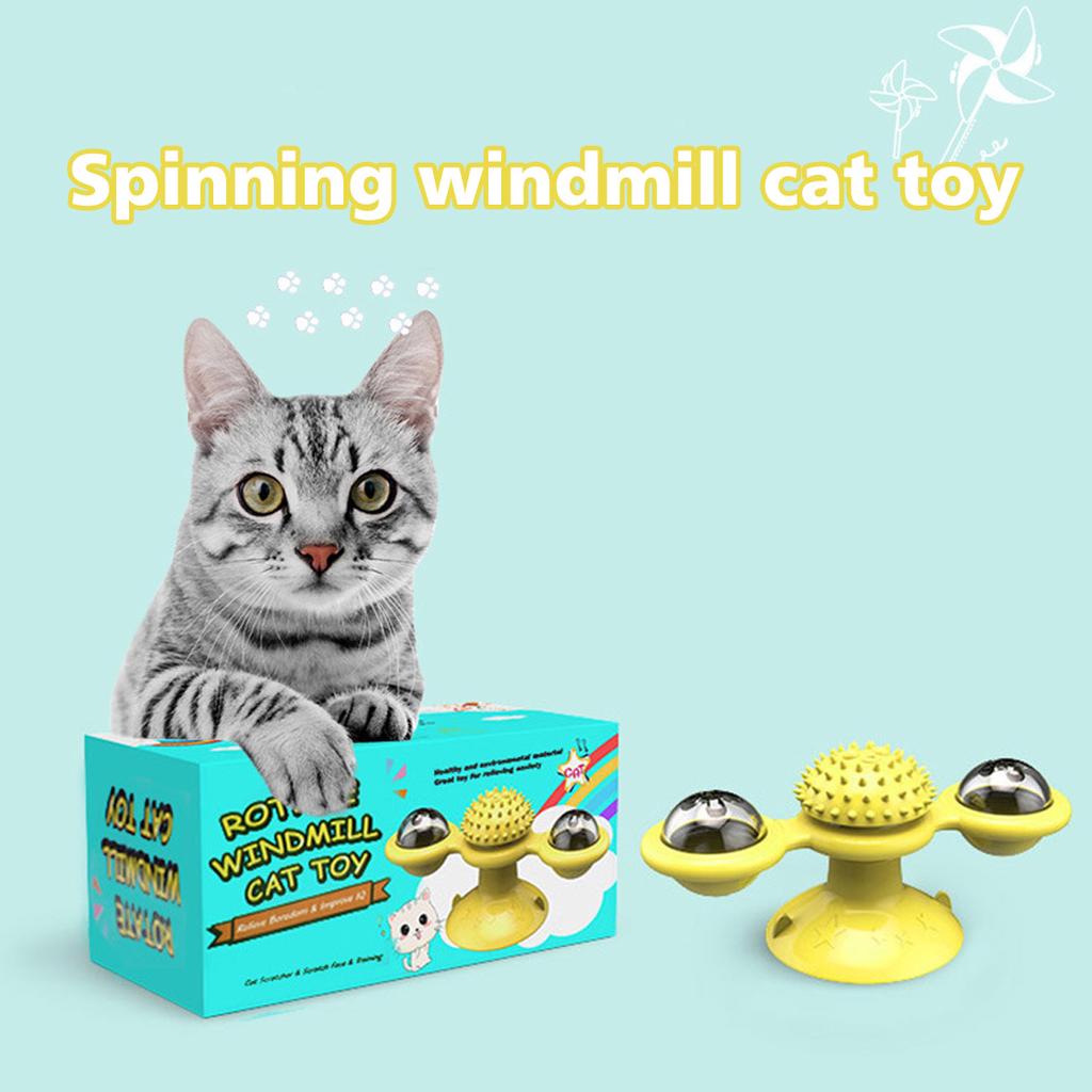 Buy Pet Toys For Cats Interactive Puzzle Training Turntable Windmill Ball Whirling Toys For Cat