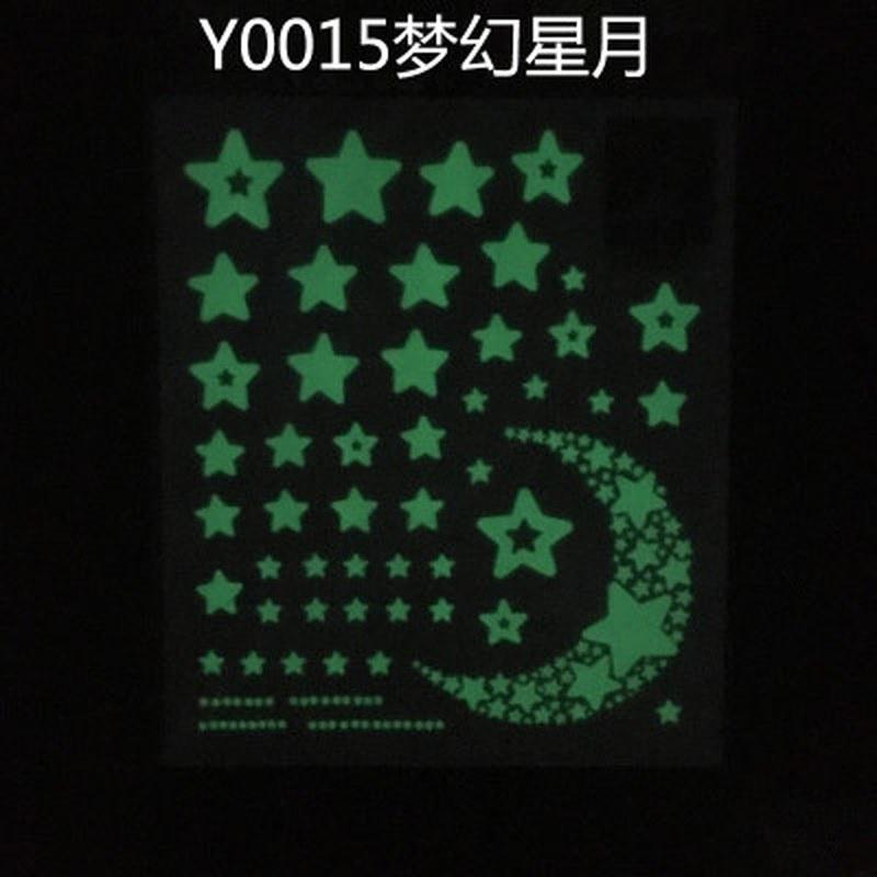 Glow Glass Stickers Fluorescence Meteor Star Moon Permanent Luminous Children Room Dormitory Decorat