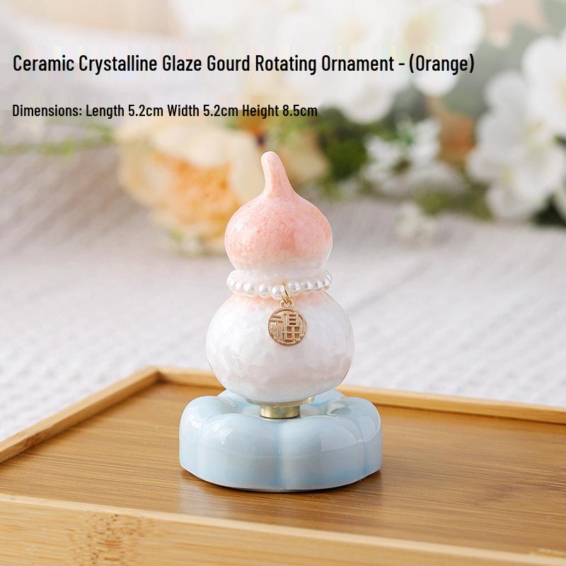 Jingdezhen Crystal Gourd Ceramic Tea Pet Ornament for Office or Car Decor
