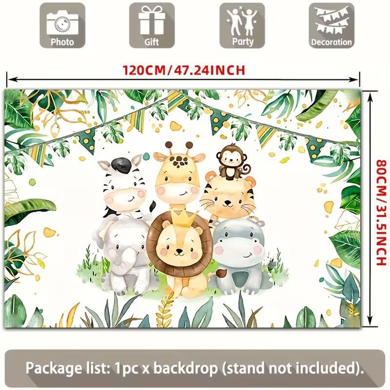 2D Baby Shower Jungle Lion & Zebra Animals Photo Booth Banner