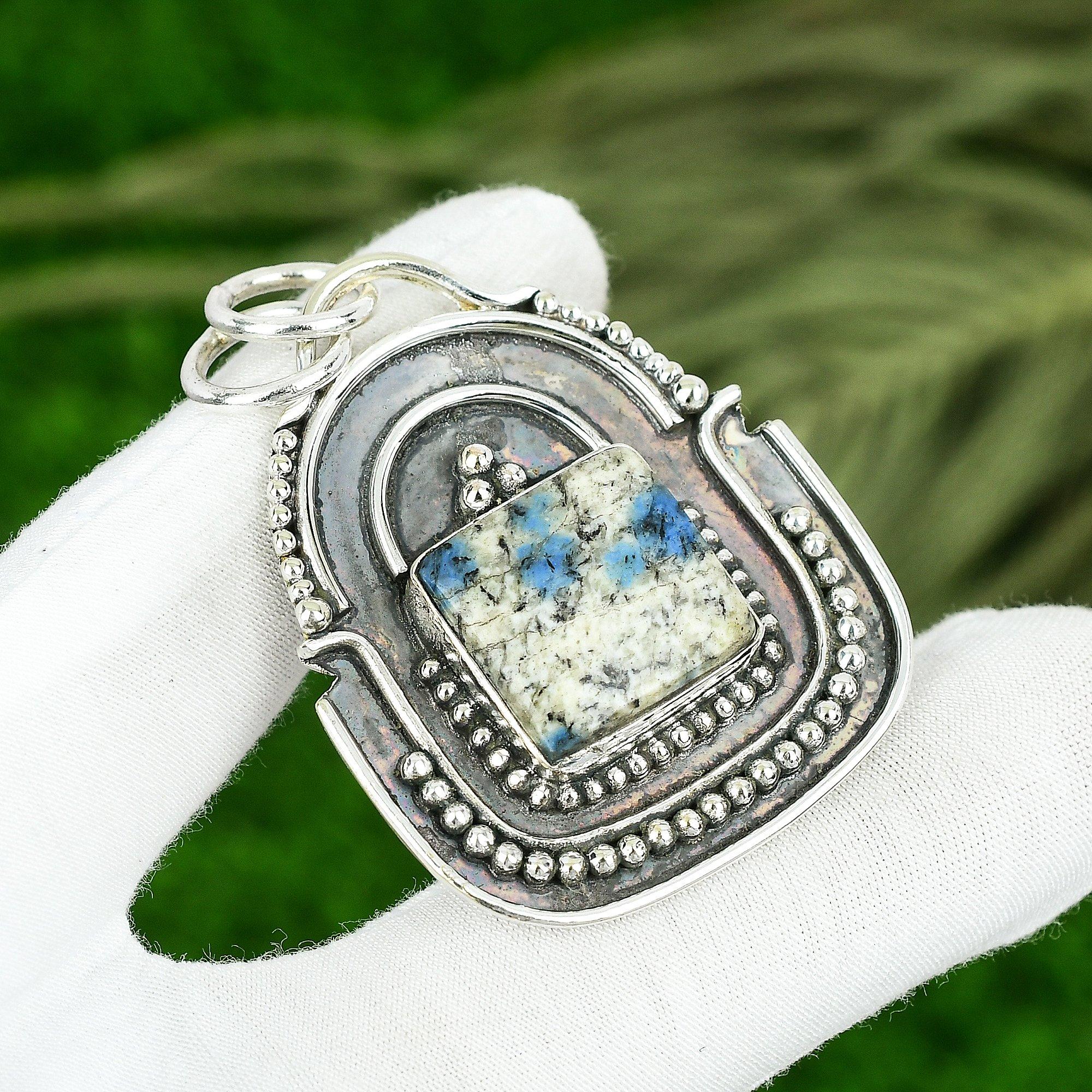 

Friendship Day Sale Sterling Silver Square Natural K2 Jasper New Pendant Jewelry