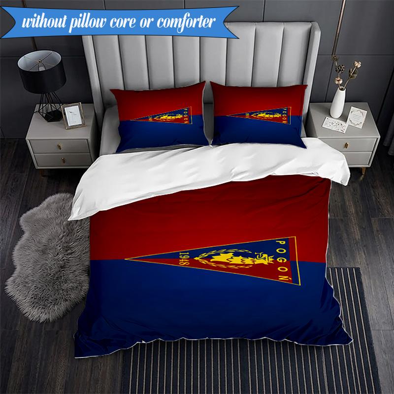 3PCS Pogoń Football Crest Bedding Set 2D Printing (Includes 1 Duvet Cover + 2 Pillowcases Coreless), Bedroom decor,Fan gift