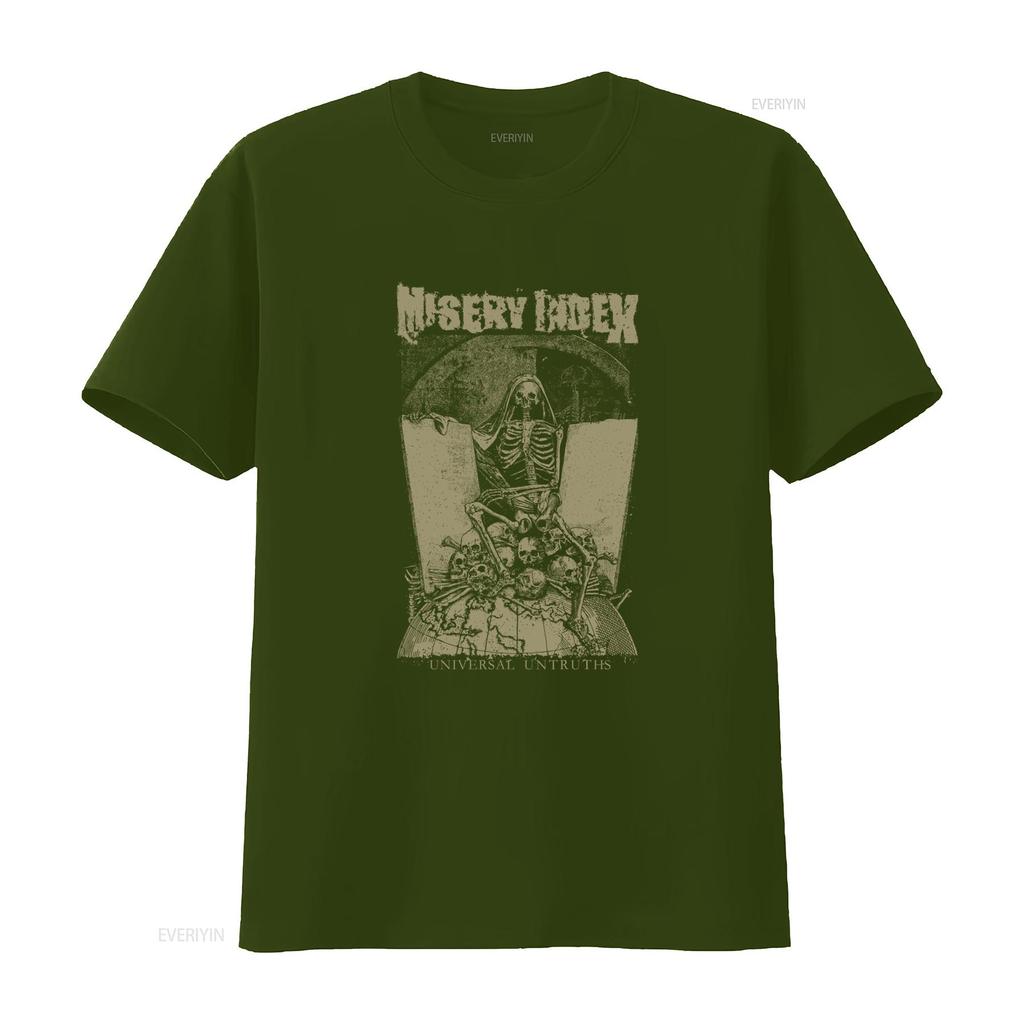 Misery Index Maglietta Verità Universali Nera Uomo S 5XL Design Teschio Scheletro Top Lavato Vintage Per l'Uso Quotidiano graphic