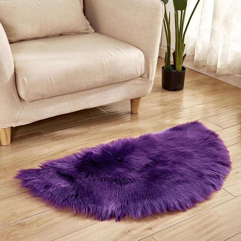 Modern Minimalist Semi-Circular Carpet - Machine Washable Imitation Wool Floor Mat for Living Room, Bedroom, or Bedside. 30x60 cm Semi-circular