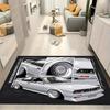 Weißer Retro-Tuning-Coupé Mehrfachansicht Comic-Druck Teppich Nicht-Rutschfeste Rechteckige Fußmatte Auto-Ventilator-Dekor für Gaming-Schlafzimmer Wohnzimmer