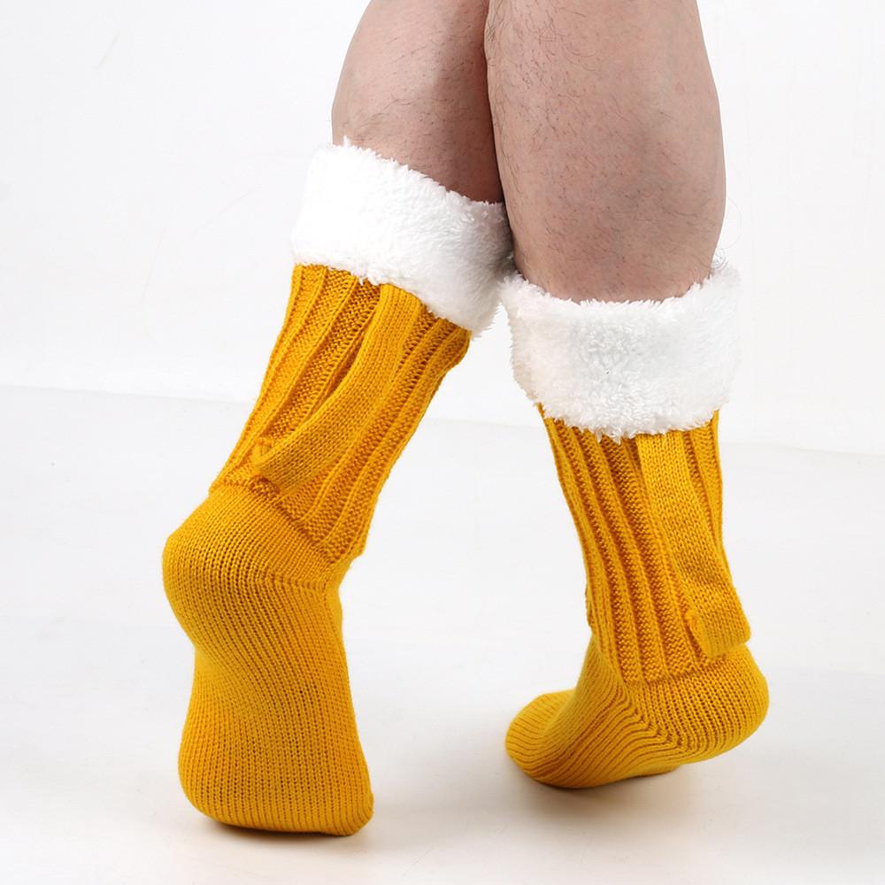 Shape Beer Mug Knitted Plush Midcalf Socks Winter Keep Warm Decoration Feet