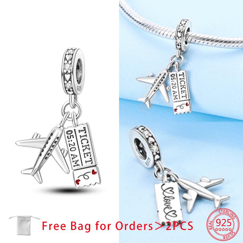 

Authentic Original Copper Metal Charm Bead Components Travel Zircon Airplane Luggage Sunglasses Bead Components Pendant Bead Component Compatible