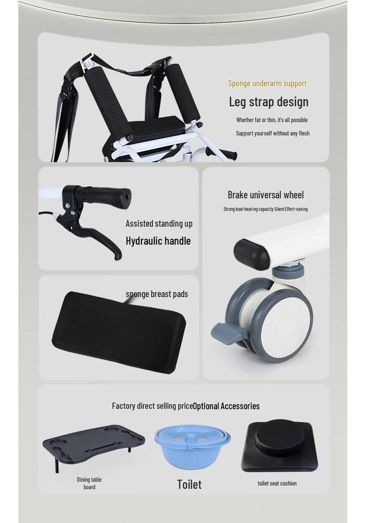 Hydraulic Lift: Multifunctional Assistive Device for Paralyzed Elderly – Aids in Standing, Toileting, and Clothing Adjustment