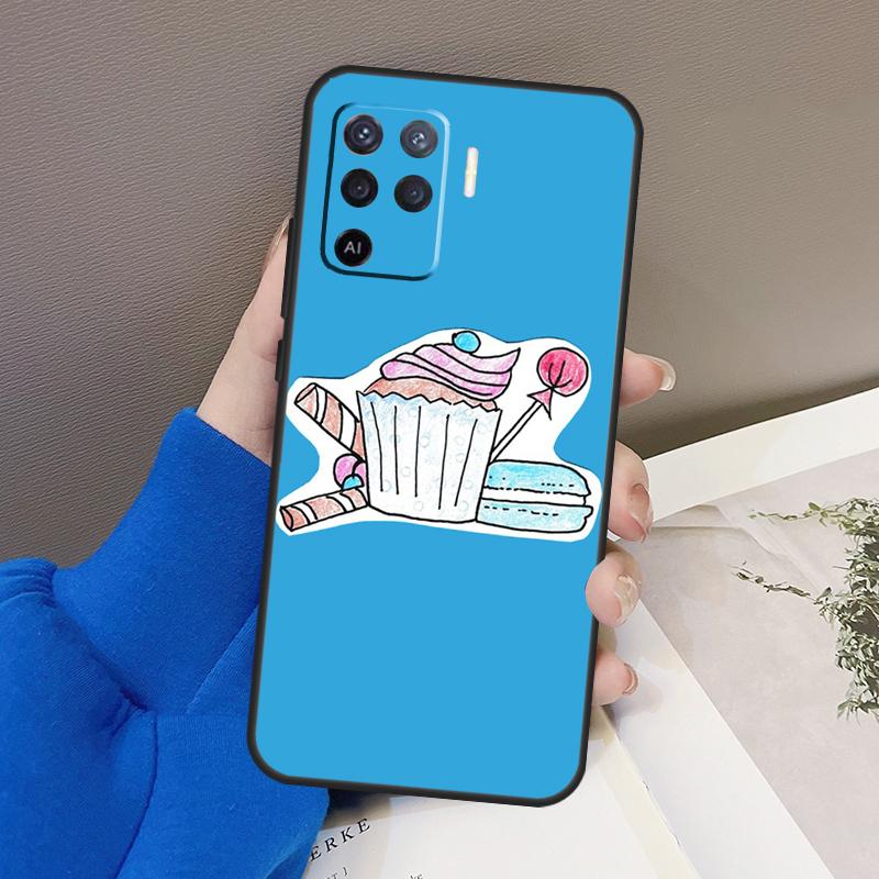 Macarons Cake Dessert Case For Oppo A77 A57 A17 A60 A80 A40 A74 A54 A94 A78 A98 A18 A38 A58 A96 A76 A16 A15 A5 Pro