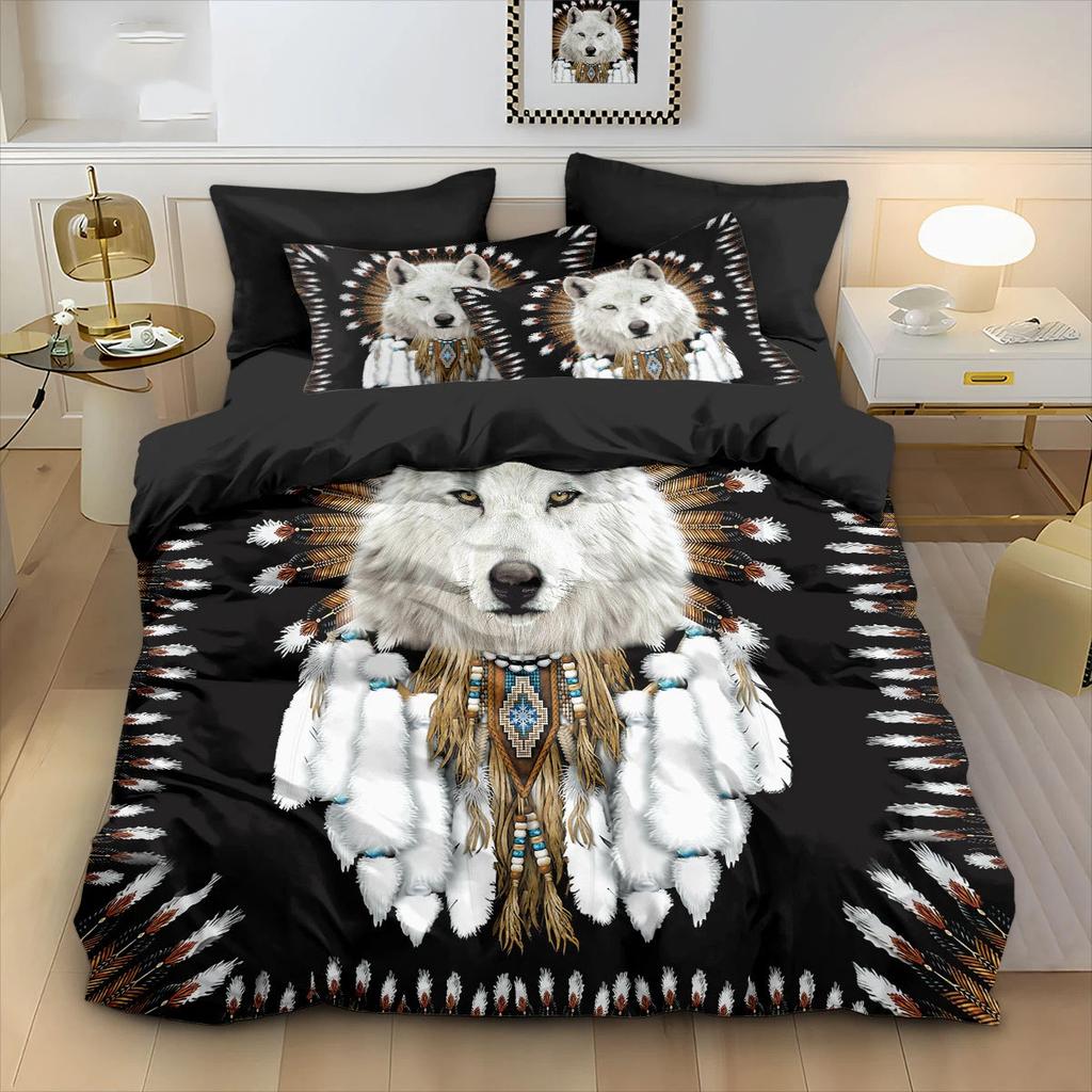 Quilt Cover 3D Printed Cartoon Wolf Duvet Comforter 100% Polyester Soft And Comfortable Night Sky Bedding Sheets Sets