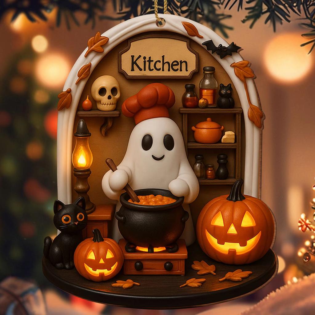 2025 1PCS Cute Halloween Acrylic Ghost Decorations Party Ornaments Hanging Decor for Indoor Home Decor Acrylic for Reading