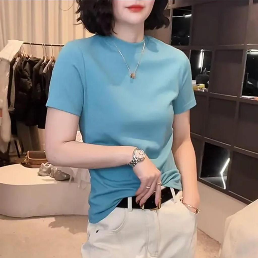 2026 Spring/Summer Korean Style Slim Fit Women's Base Layer T-Shirt - Short Sleeve, Versatile, and Simple Design