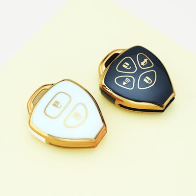 Gold Edge TPU Shell Fob Car Key Case Cover For Toyota Crown Avalon RAV4 Venza Corolla Camry Reiz Matrix Yaris 4Runner Blank