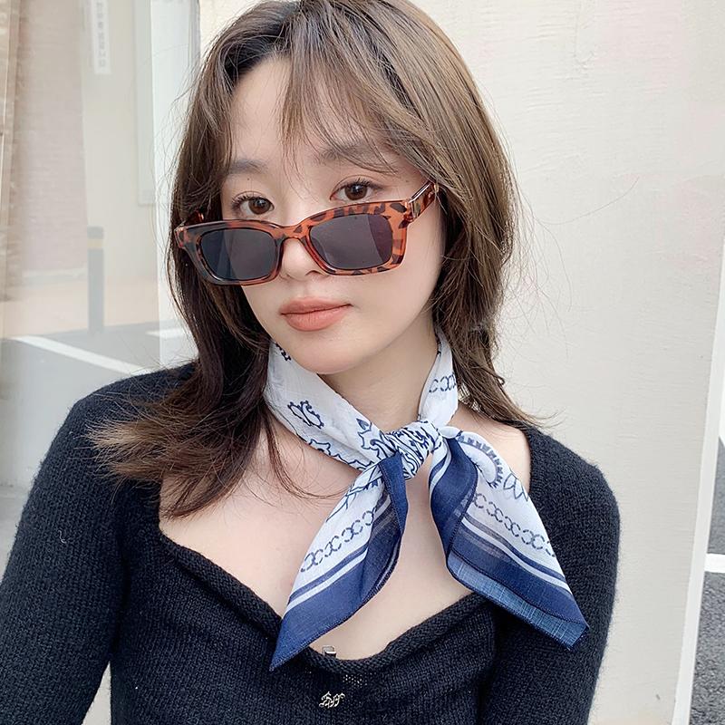 1116 printed small square scarf cotton and linen silk scarf women's spring and autumn summer headscarf decorative headband Korean version thin vers