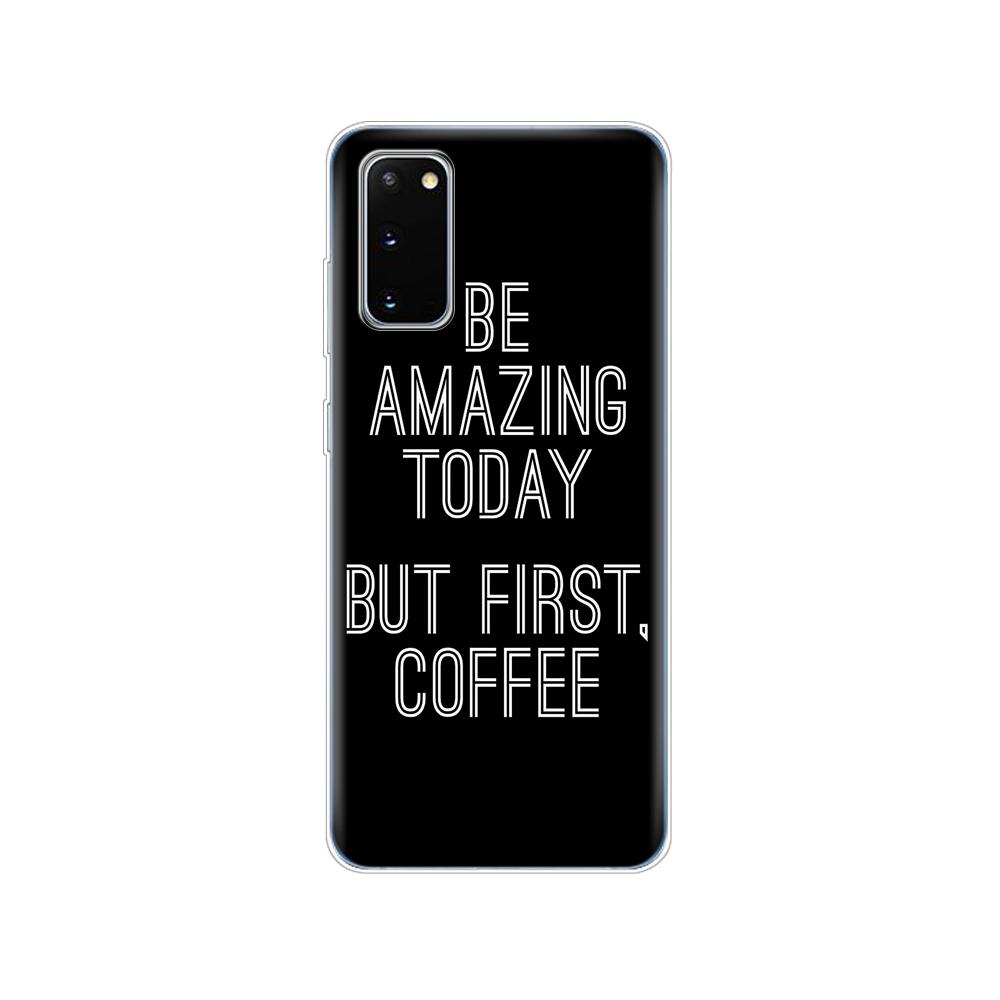 Silicon Case For Samsung Galaxy S20 PLUS Ultra S10 Lite Phone Cover For Samsung Note 10 Plus Lite Case Ok But First Coffee