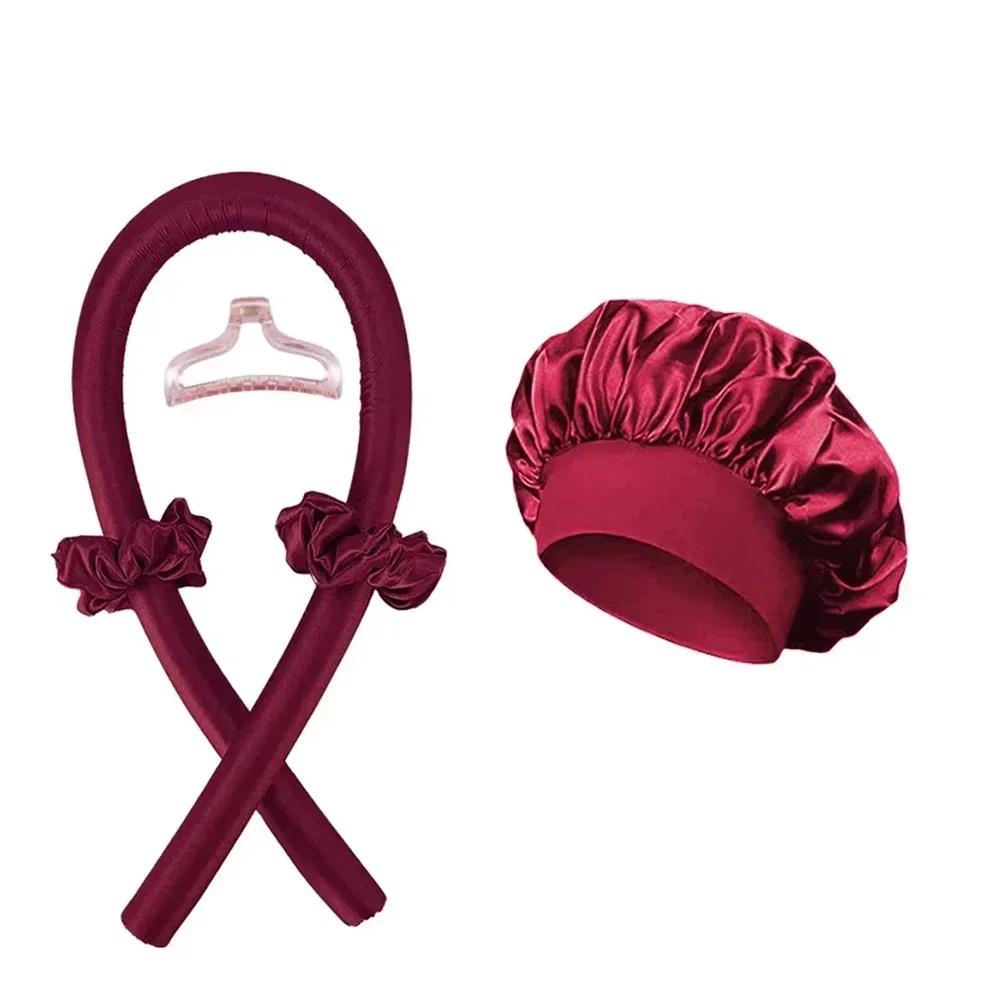 

Heatless Curling Rod Set Satin Nightcap for Women No Heat Hair Rollers Sleeping Soft Headband Styling Tool Lazy Curls