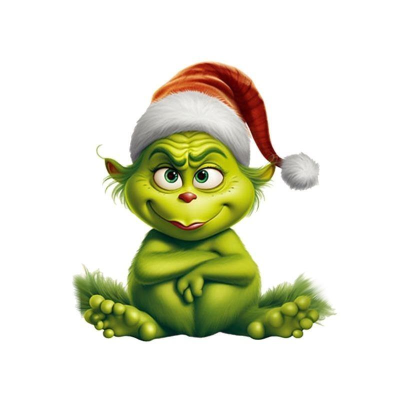 Acrylic Flat 2D Christmas Tree Pendant, Mirror Green Hair Monster - for Holiday Decorations, Halloween, Thanksgiving Flat Christmas Tree Pendant