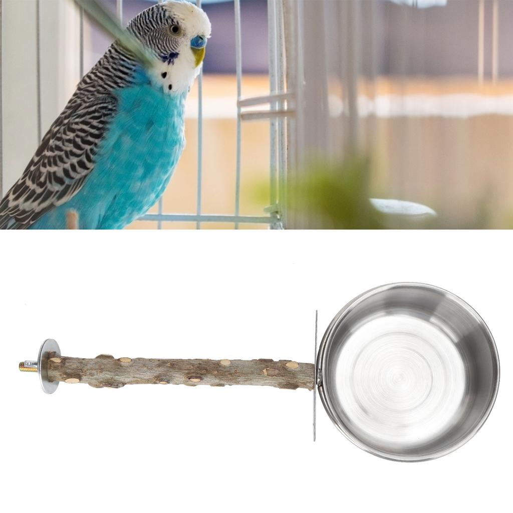 Edelstahl-Futterbecher für Papageien mit Klemmenhalter Vögel Wasser Futternapf StänderL