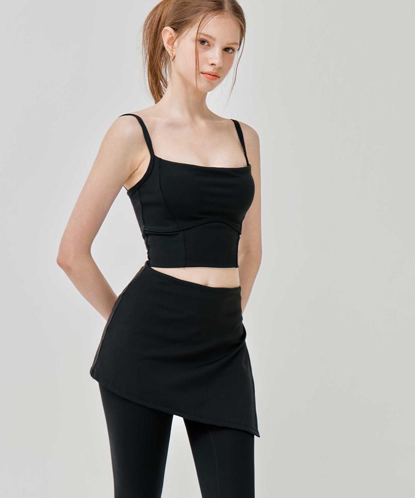 VIKINI VENDER Simple Line Asymmetrical Slit Cover-Up Skirt - Black