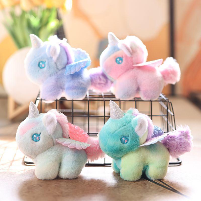 Schöner Gradient Pony Plüsch Schlüsselanhänger Cartoon Bunte Traumhafte Pony Puppe Schüler Rucksack Anhänger Schlüsselanhänger Geschenke
