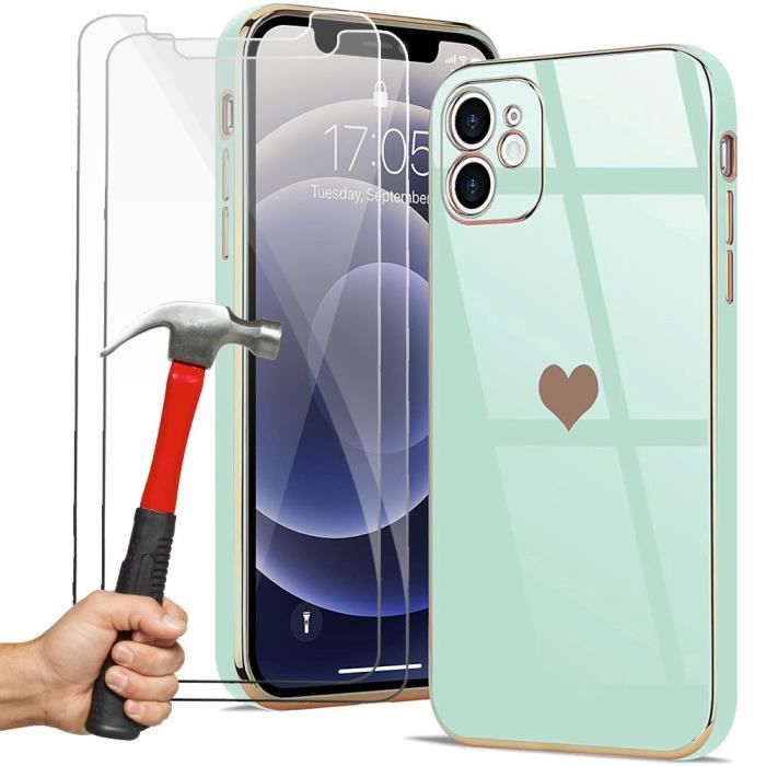 Coque de Protection - PROSHOP - pour iPhone 12 - Souple - Motif Coeur - Anti-Choc - Anti-Rayure