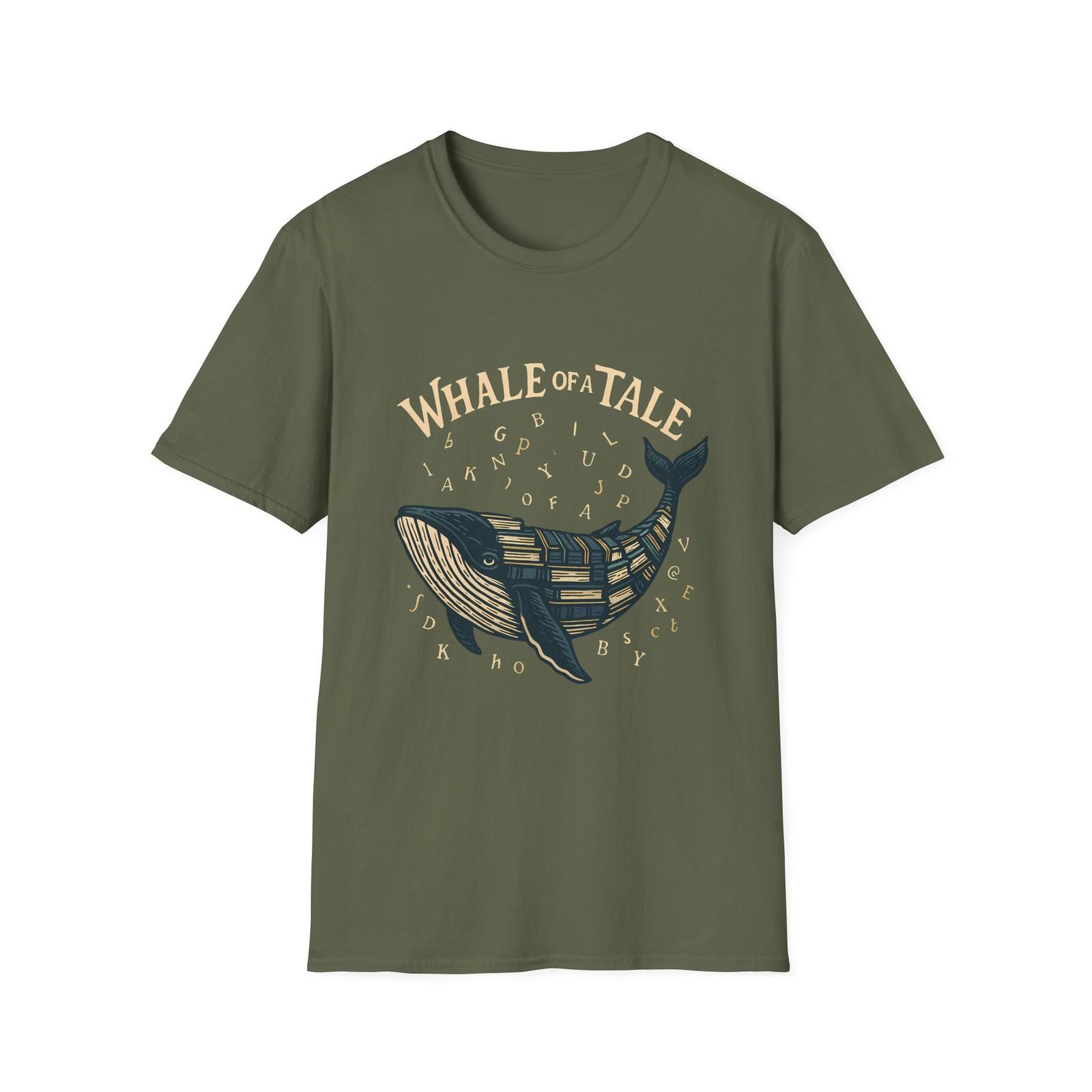 Unisex Softstyle T-Shirt Mens Womens Tees Top Whale Book Ocean Surreal Reading Fantasy Graphic L