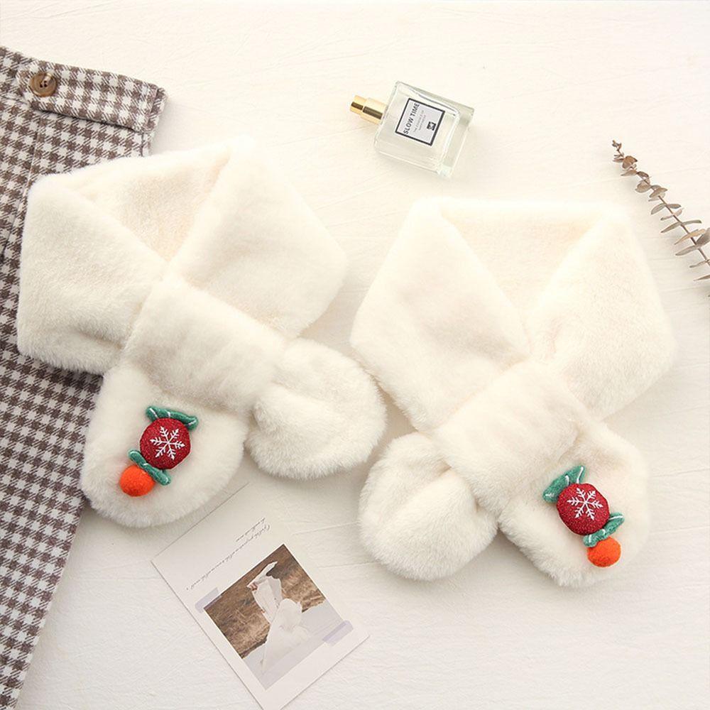 

Девочка однотонный искусственный мех кролика плюшевый медведь шаль шейный платок крест шарф плюшевый шарф теплый шарф B