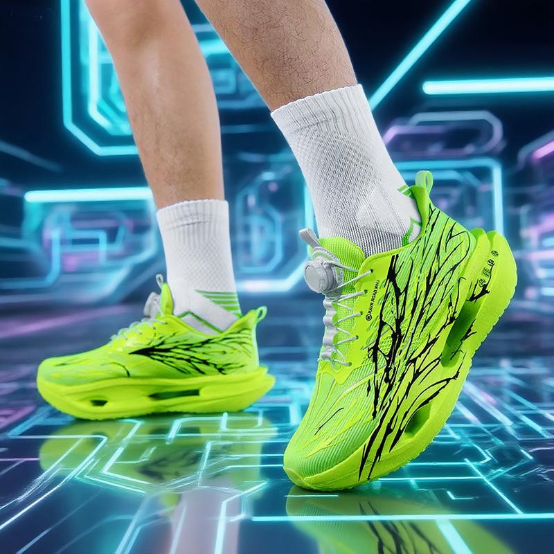 9PRO Leuchtende Carbonplatte Drehverschluss Laufschuhe für Jungen und Mädchen Atmungsaktive Kinder Freizeit Sport Laufschuhe