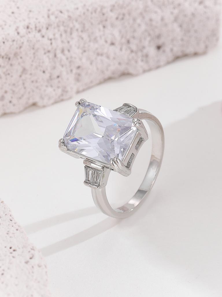 Luxury Solitaire Big Rectangle CZ Women Wedding Ring Engagement Ring Evening Party Elegant Female  Jewelry Gifts