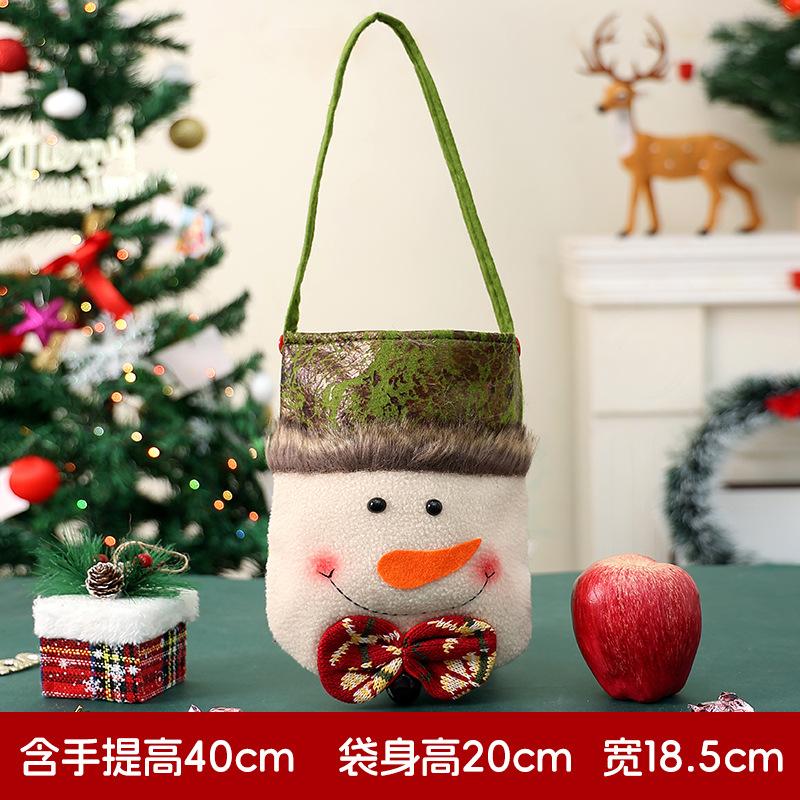 Christmas Gift Bag with Santa Apple Print, Jute-Like Candy Pouch for Xmas Decorations Holiday Party Favor