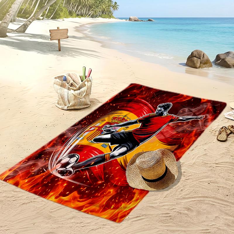 Spain Football Print Beach Towel Quick Dry Super Absorbent Soft Bath Towel for Swimming Beach Travel Fan Souvenir Gift