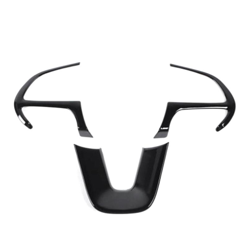 A87Q-Black Steering Wheel Cover Trim for Dodge Charger Challenger 2015- Steering Wheel Frame Trim